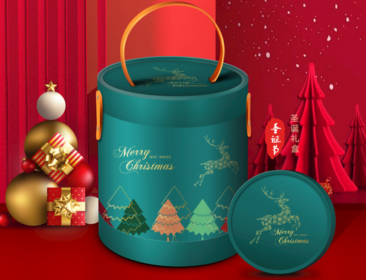 Christmas gift box, cylindrical shape